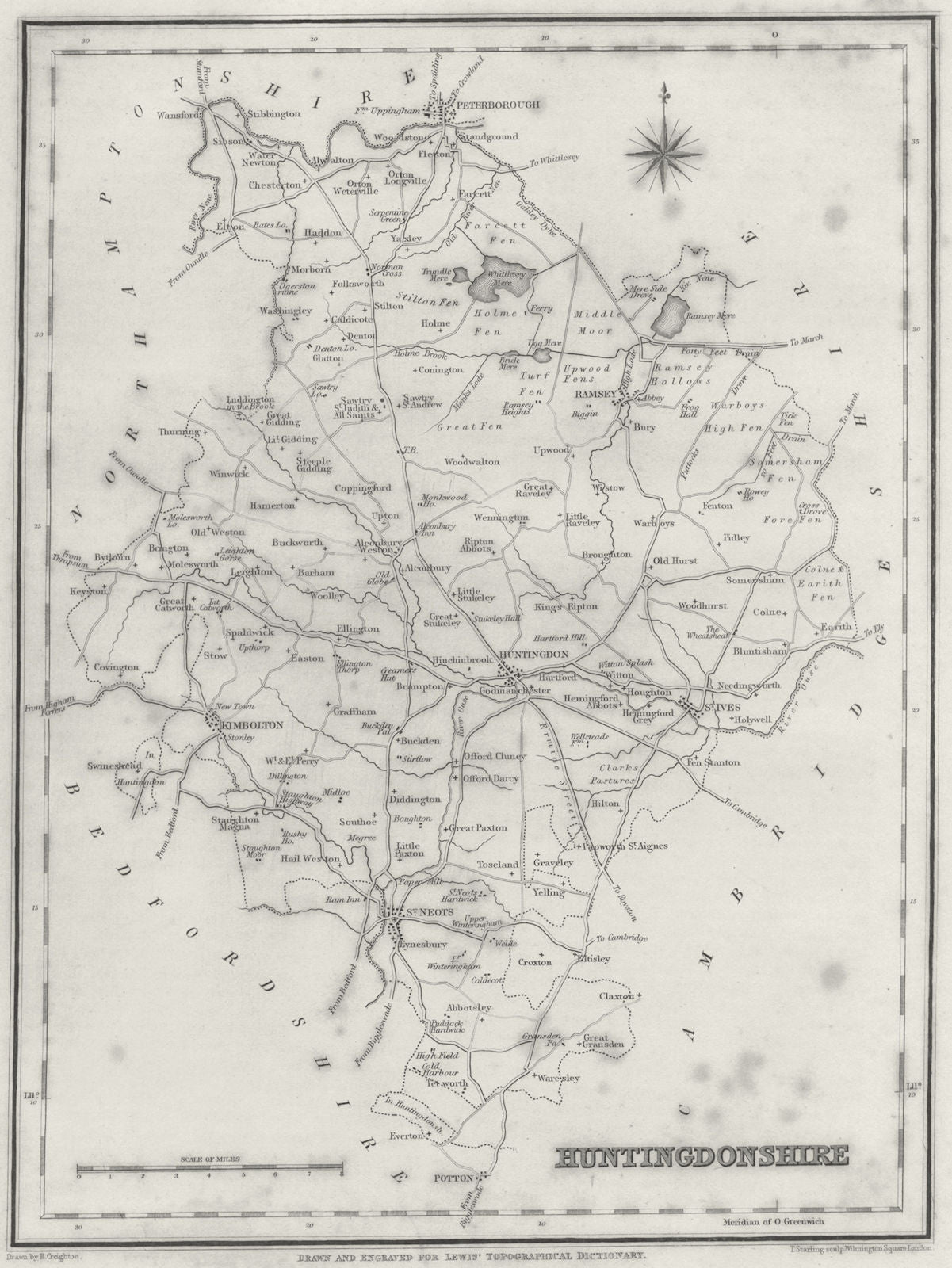 HUNTS. Huntingdonshire. Lewis 1831 old antique vintage map plan chart